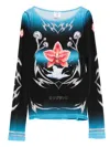 Casablanca Gradient Long-sleeve Top With Orchid Graphic In Blue