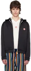 Casablanca Mens Black Scuba Two-zip-pockets Regular-fit Woven-blend Hoody In Black
