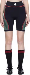 Casablanca Seamless Ribbed Stretch Shorts In Black