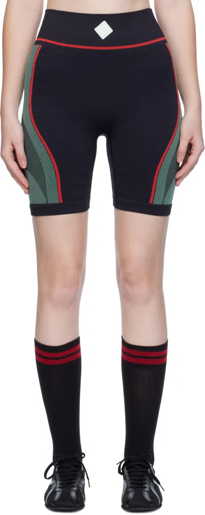 CASABLANCA BLACK SEAMLESS SPORT SHORTS
