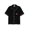 Casablanca Black Shirt With Classic Lapels And All-over Embossed Monogram In Black