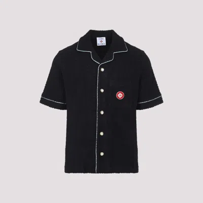 CASABLANCA BLACK SHORT SLEEVES LOGO SHIRT
