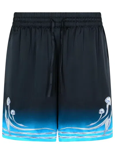CASABLANCA BLACK SILK BERMUDA SHORTS