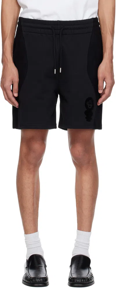 Casablanca Black Squash Logo Flock Print Sweat Shorts