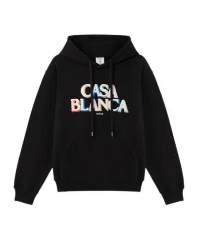 Casablanca Black Stacked Logo Embroidered Hooded Sweatshirt