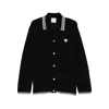 Casablanca Men Black Cardigan With Logo Patch On The Front In Cotton Man In Black