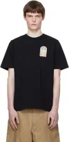 Casablanca Men Black Crewneck T-shirt With Logo Detail On The Front And Maxi Logo On The Rear In Cot In Black