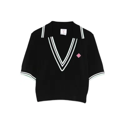 CASABLANCA CASABLANCA BLACK TOPS - POLO TOPS WOMEN