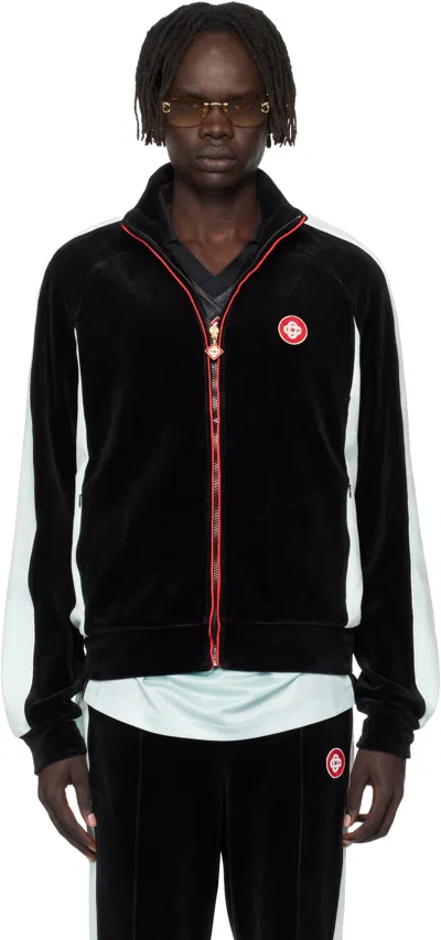 CASABLANCA BLACK VELOUR TRACK JACKET