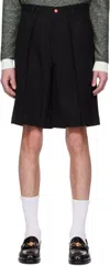 Casablanca Black Wool Pleated Tailored Shorts In Black
