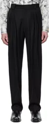 Casablanca Black Wool Pleated Tailored Trousers In Black