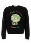 Casablanca Black Sweater With Multicolor Cartoon Embroidery In Black