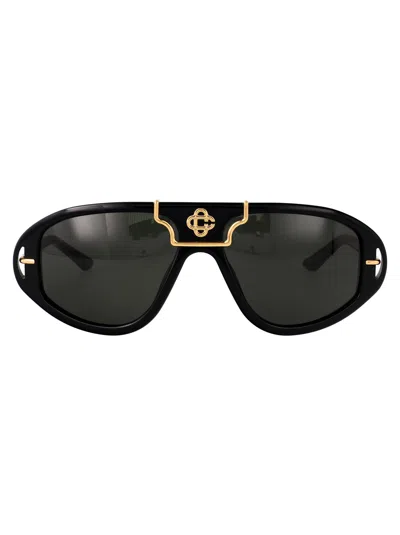 Casablanca Black/ Yellow Gold/ Grey Acetate Sunglasses