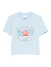Casablanca Blades Orchid-print Cotton T-shirt In Blue