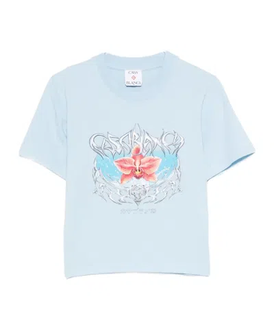 CASABLANCA BLADES ORCHID-PRINT COTTON T-SHIRT