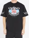Casablanca Blades Printed Organic Cotton-jersey T-shirt In Black