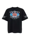 Casablanca Blades Printed Organic Cotton-jersey T-shirt In Black