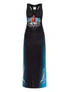 Casablanca Floral Print Midi Dress With Tie Detail In Multi