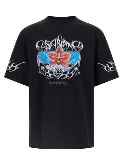 Casablanca Logo Crew Neck T-shirt In Blue