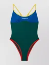 Casablanca Block Swimsuit With High-cut Leg In Green