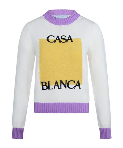 Casablanca Blocklogo Contrasttrim Sweater In White