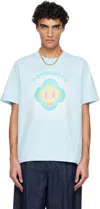 Casablanca Ribbed Crew Neck Short Sleeve T-shirt With Airbrush Artwork In Blue