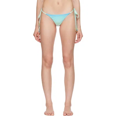 CASABLANCA BLUE & GREEN GRADIENT STRING BEADED BIKINI BOTTOM