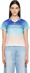 Casablanca Women's Jacquard Monogram Football Tshirt | Size Small | Wps25jtp302 Color 02bluegradient In Blue Gradient