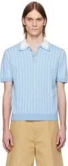 Casablanca Light Blue Polo With Classic Collar And All-over Logo Motif In Cotton Man In Blue