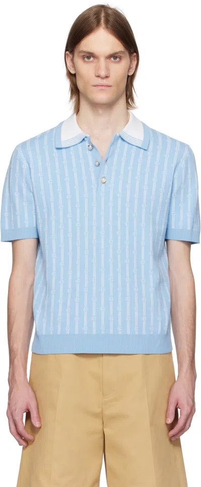 CASABLANCA BLUE & WHITE MONOGRAM POLO