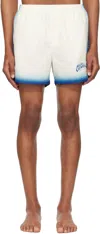 Casablanca White Swim Shorts With Elastic Waist And Logo Print On The Front In Tech Fabric Man In Blue Fade