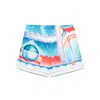 Casablanca Silk Galaxy Court Print Shorts In Blue