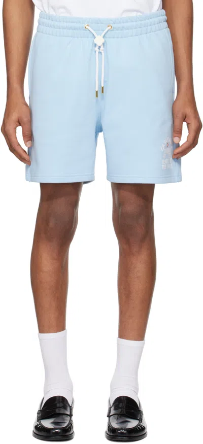Casablanca Blue 'beauty Of The World' Sweat Shorts In Light Blue