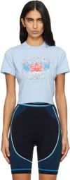 Casablanca Blue Blades Cropped Short Sleeve T‑shirt In Blue