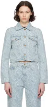 Casablanca Blue Button Denim Jacket In Bleached Monogram