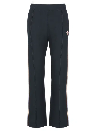 Casablanca Blue Cafe Stripe Side-striped Pants In Black