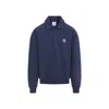 Casablanca Ribbed Neckline Sweatshirt With Cuffs And Hem In Blue