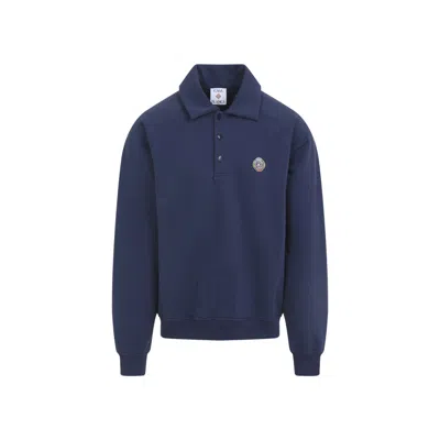 CASABLANCA BLUE COTTON POLO SWEATER