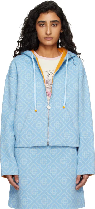 Casablanca Blue Double Faced Wool Hoodie