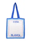 Casablanca Blue Gradient Crochet Tote Bag In White