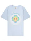 Casablanca Ribbed Crew Neck Short Sleeve T-shirt With Airbrush Artwork In Blue