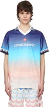 Casablanca Women's Jacquard Monogram Football Tshirt | Size Small | Wps25jtp302 Color 02bluegradient In Blue Gradient
