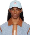 Casablanca Blue Laurel Stripe Logo Patch Cap In Laurel Stripe