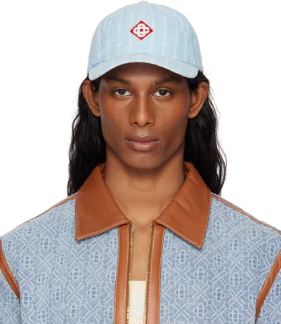 Casablanca Blue Laurel Stripe Logo Patch Cap
