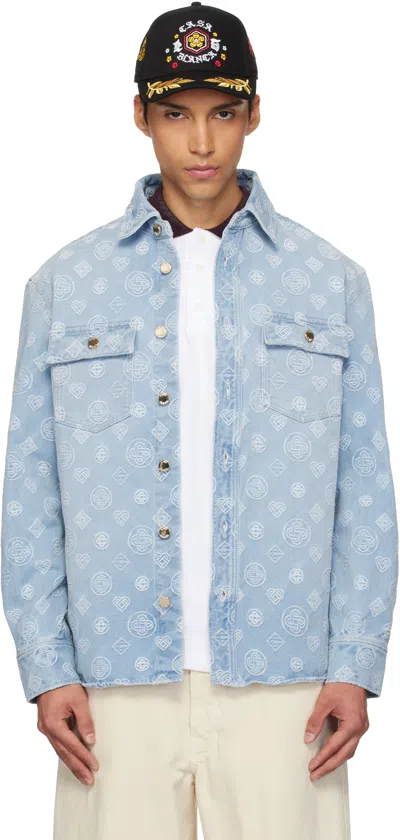 Casablanca Logo-pattern Pocket Shirt In Blue