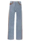 Casablanca Monogram Pattern Denim Trousers With Front And Back Pockets In Blue