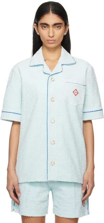 Casablanca Blue Monogram Towelling Shirt In Light Blue