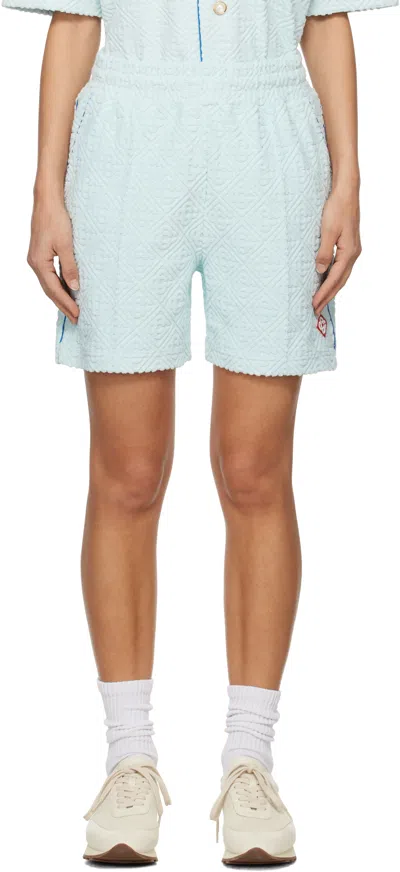 Casablanca Blue Monogram Towelling Shorts In Light Blue