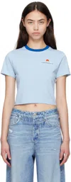 Casablanca Montagne Contrasting-trim Cropped T-shirt In Blue