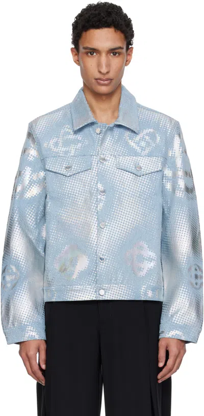 Casablanca Blue Pearlescent Monogram Denim Jacket